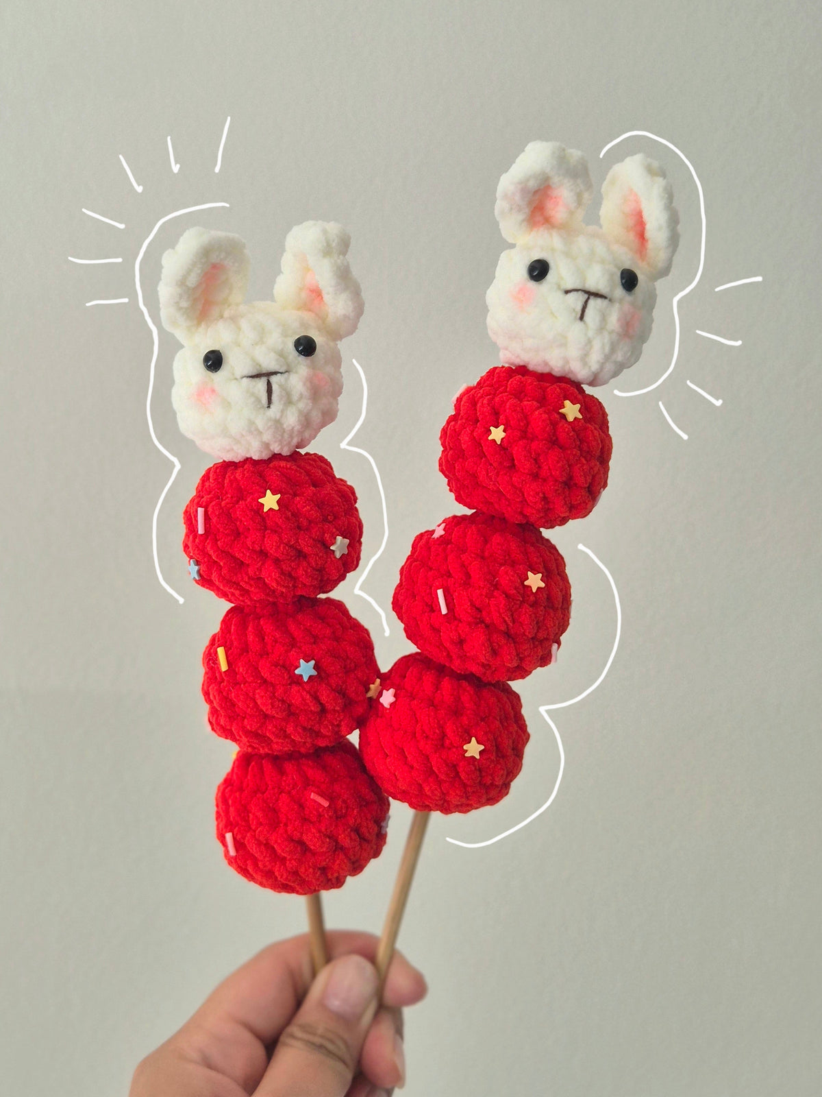 🍓 NEW 🍓 Handmade Crochet Tanghulu Bunny