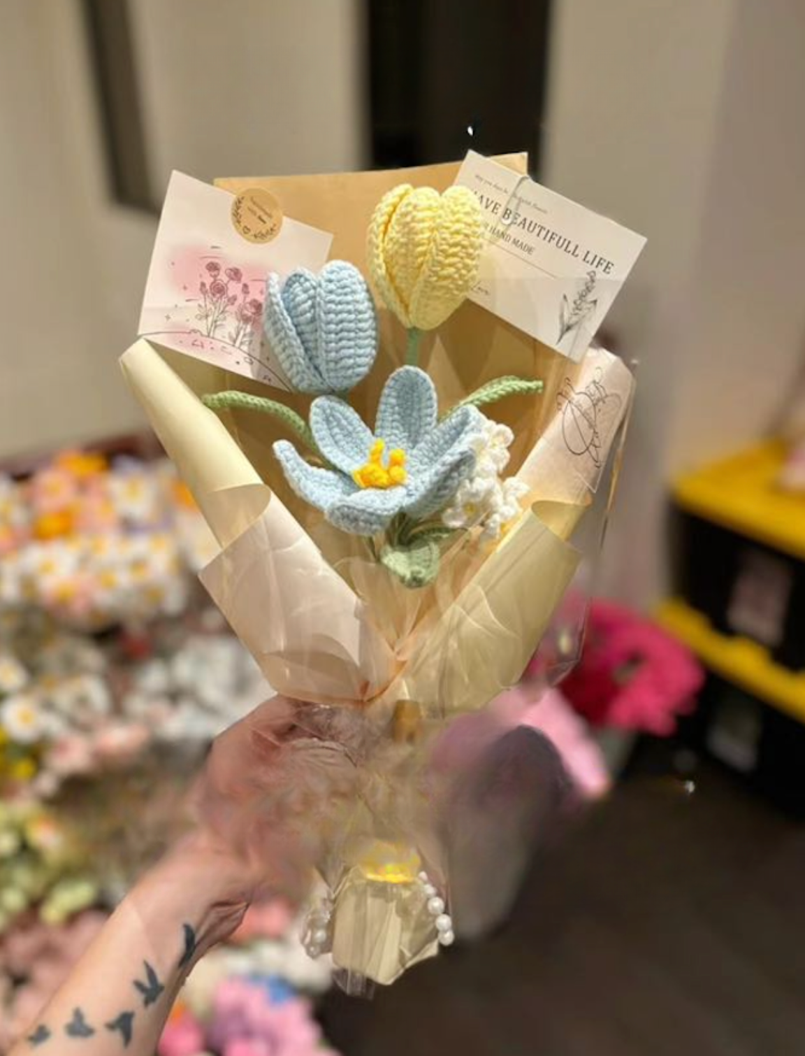 Baby Blue & Yellow Tulip Bouquet