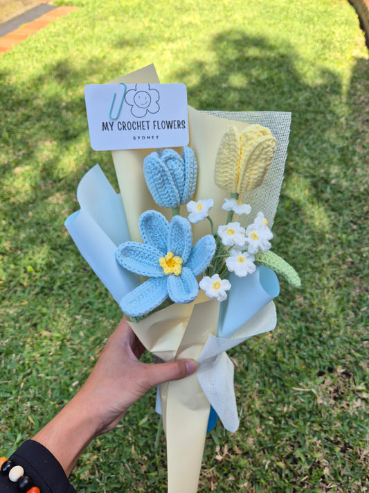 Baby Blue & Yellow Tulip Bouquet