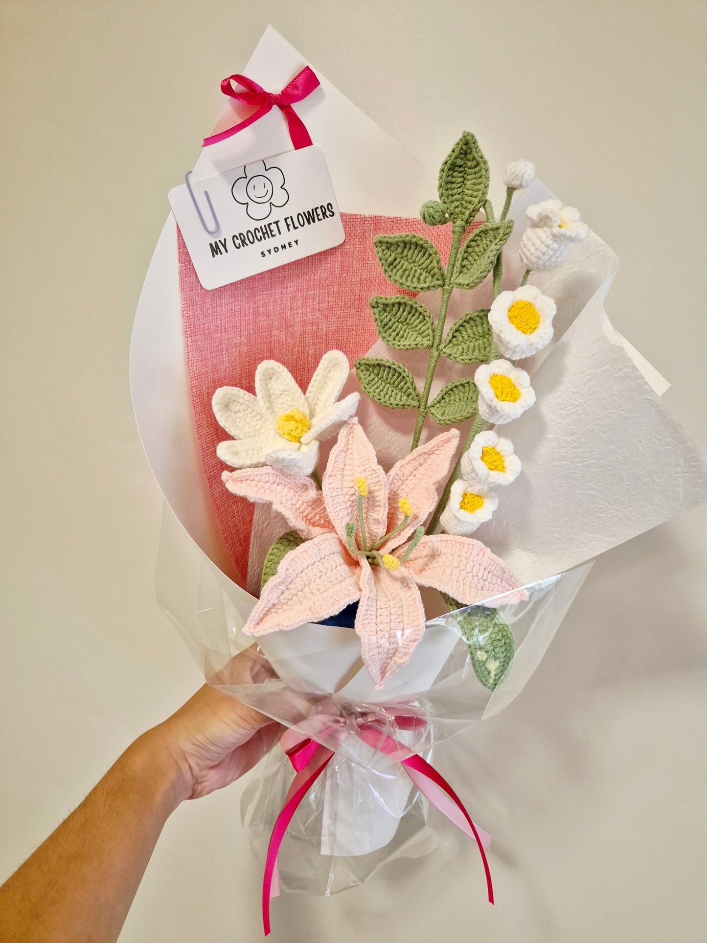 Pink Lily & White Tulip Bouquet