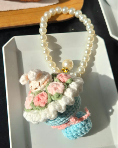 ♥ new ♥ Sky Blue Rabbit Mini Bouquet Keyring