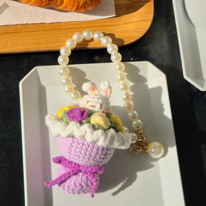 ♥ new ♥ Purple Rabbit Mini Bouquet Keyring