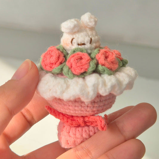 ♥ new ♥ Pink Rabbit Mini Bouquet Keyring