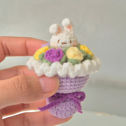 ♥ new ♥ Purple Rabbit Mini Bouquet Keyring
