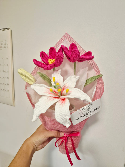 Pink Tulip & Lily Bouquet