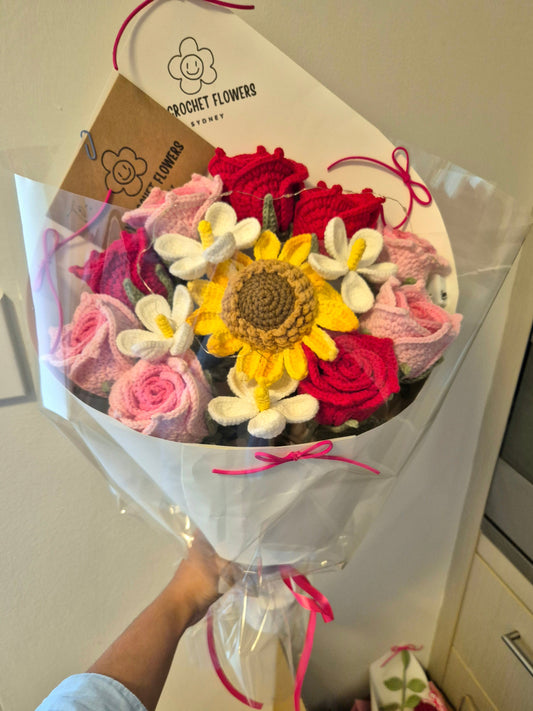 Premium Classy Pink Rose  with Sunflower