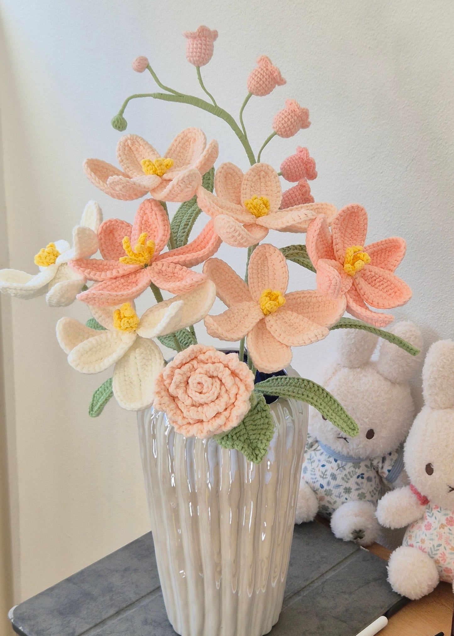 Soft Pink Tulip, Rose & Forget-Me-Not Bouquet