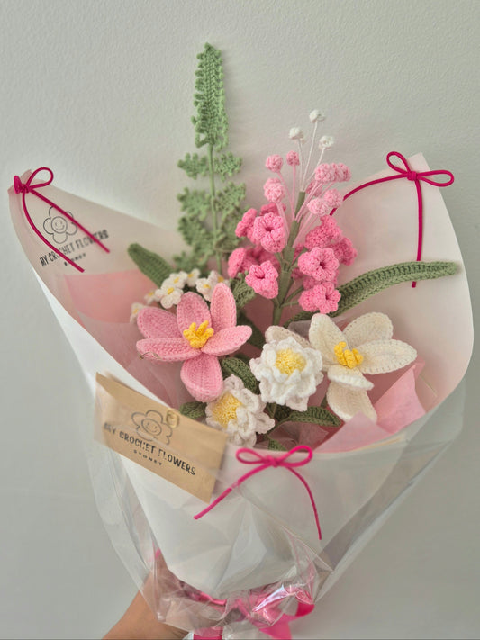 Pink Hyacinth & White Gardenia Bouquet