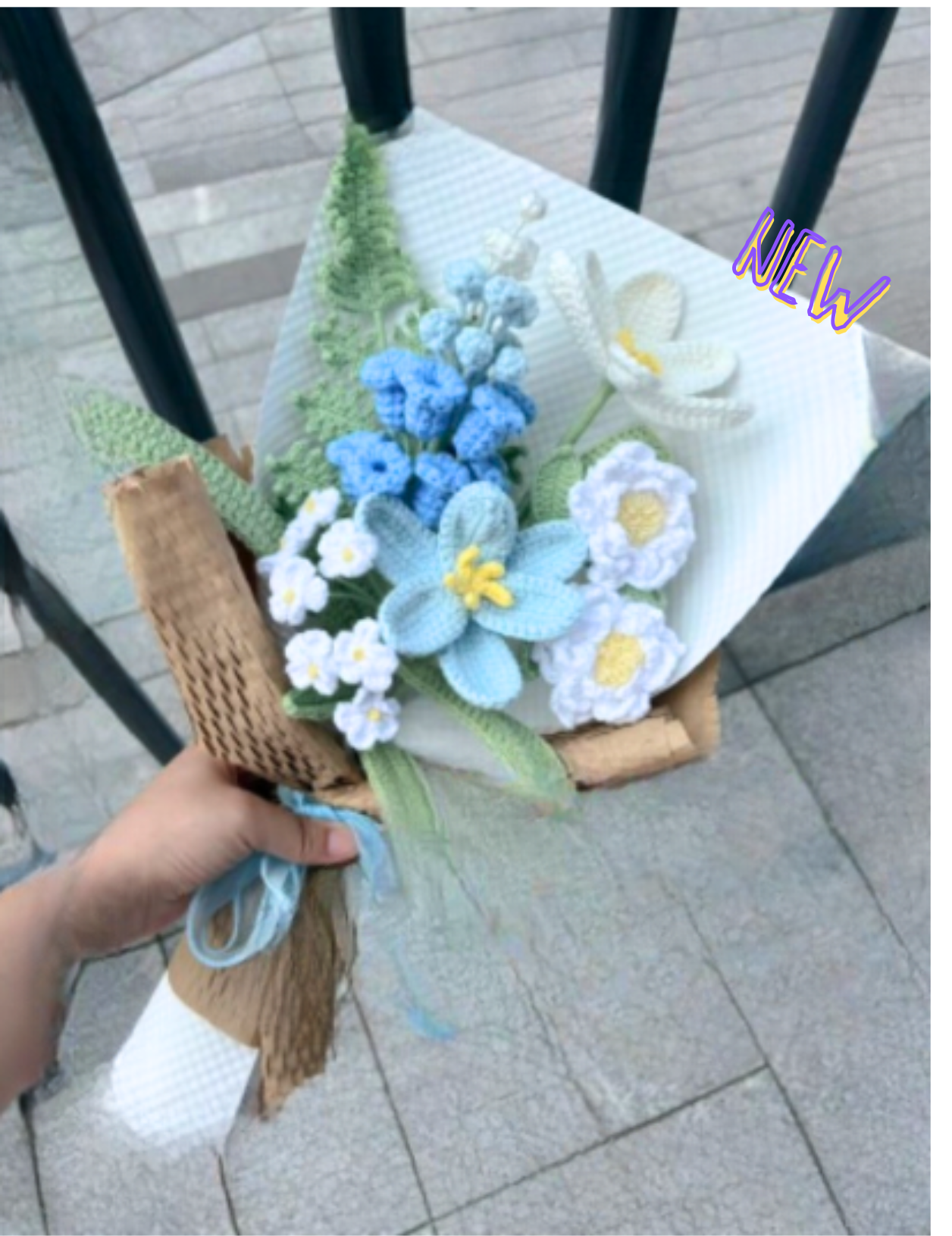 Blue Hyacinth & White Gardenia Bouquet