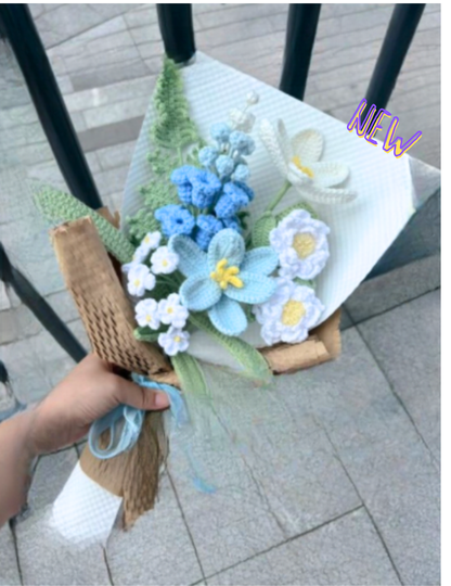 Blue Hyacinth & White Gardenia Bouquet