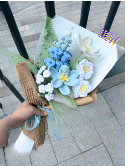Blue Hyacinth & White Gardenia Bouquet