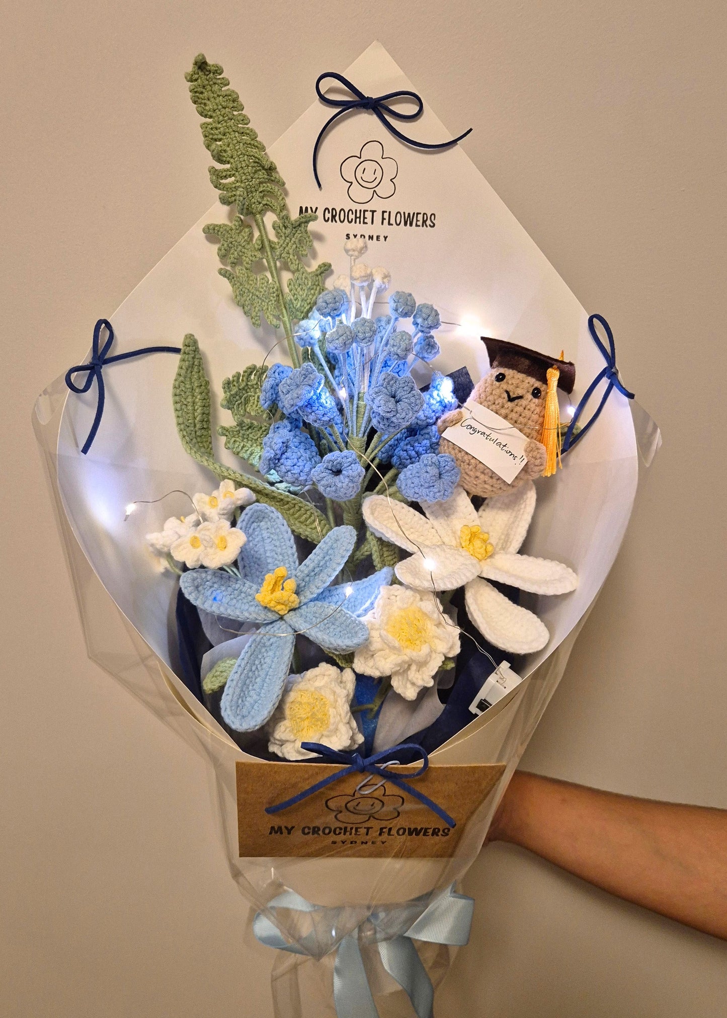 Blue Hyacinth & White Gardenia Bouquet