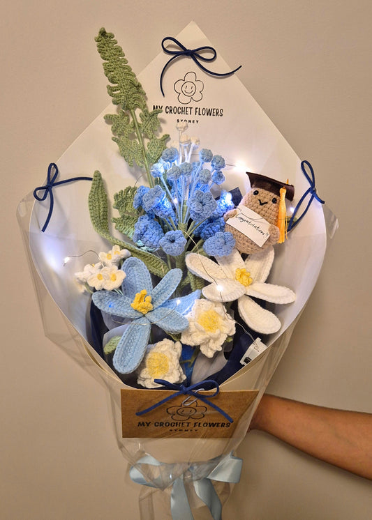 Blue Hyacinth & White Gardenia Bouquet