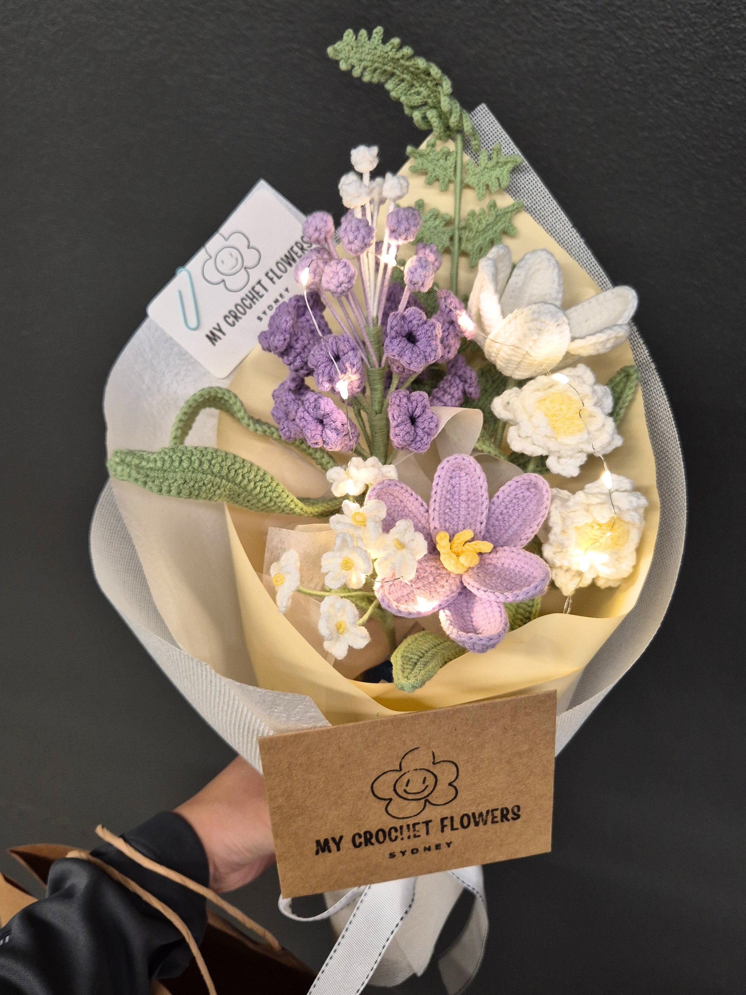 Violet Hyacinth & White Gardenia Bouquet – A Lasting Handmade Gift