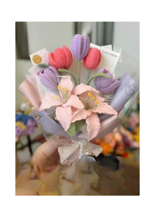 Lavender Tulip & Blush Lily Bouquet