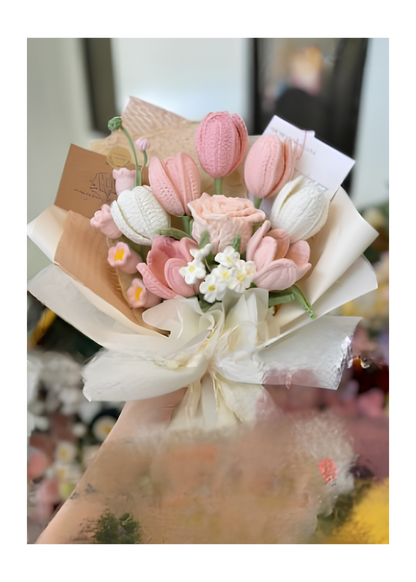 Soft Pink Tulip, Rose & Forget-Me-Not Bouquet