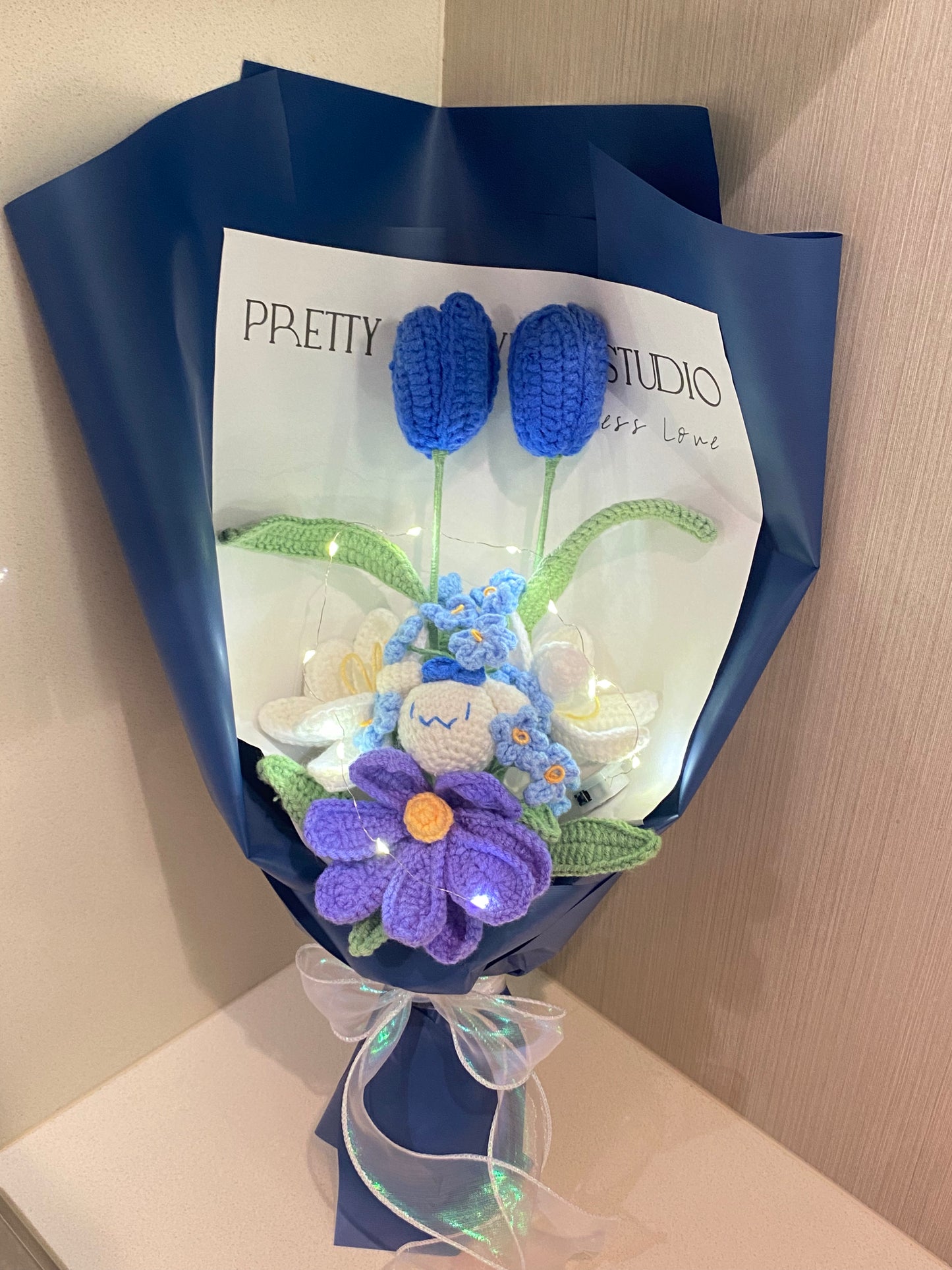 Blue Tulip & Plush Toy Bouquet