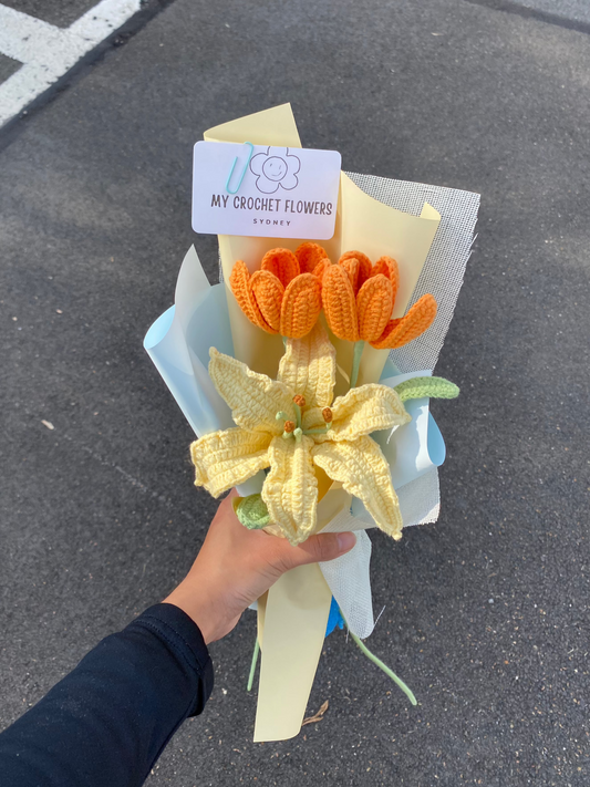 Orange & Creamy Yellow Tulip Bouquet