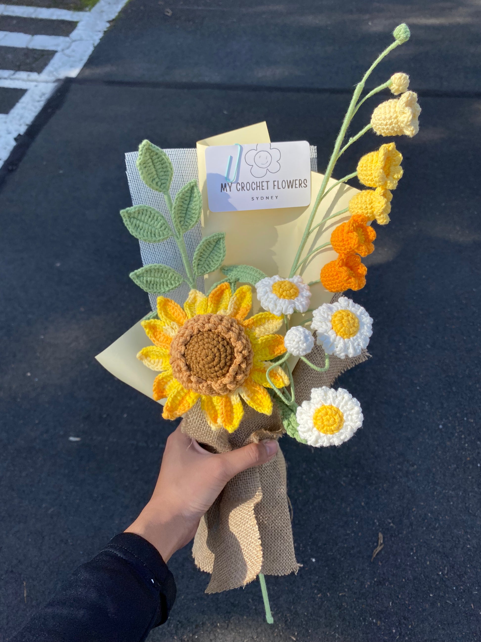 sunflower and white lily bouquet Sunflower, Daisy & Lily Crochet Bouquet – Handmade Gift – My Crochet Flowers. Sydney