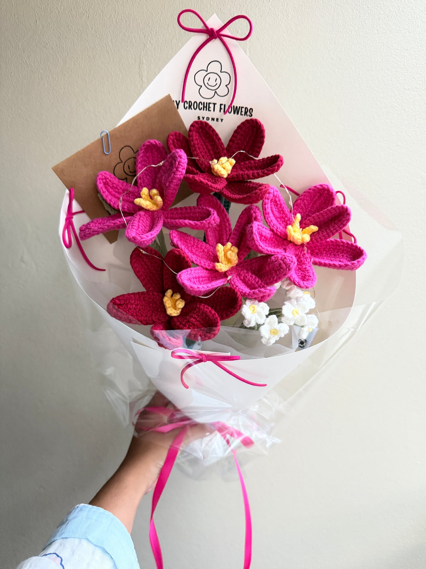 Rose Pink Tulip Crochet Bouquet