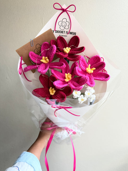 Rose Pink Tulip Crochet Bouquet